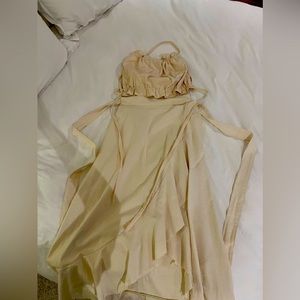 Off white Linen two piece skirt and top wrap set